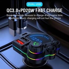 Resim Kablosuz Araç MP3 Çalar, El Free Arama, Mono Ses, Kablosuz Bağlantı, PD 20W Çift Port Hızlı Şarj, QC 3.0 Cihazlarla Uyumlu, Araç Priz Gücü ile, ≤36V Çalışma için, Pil Gerektirmez 