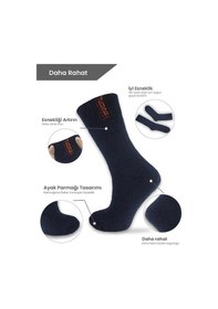 Resim Erkek Siyah 3 Çift Termal Havlu Kışlık Çorap Lacivert 