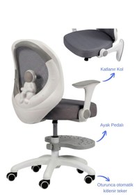 Resim Drift Luna Çocuk Çalışma Sandalyesi Ayak Pedallı Gri 