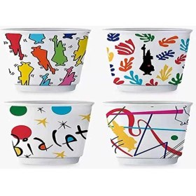 Resim Astera Bialetti - 4'lü Moka Kahve Bardak Seti - Kulpsuz Kahve Shot Bardağı - Bicchierini - Karma Renk - Arte Desen Serisi - Porselen 