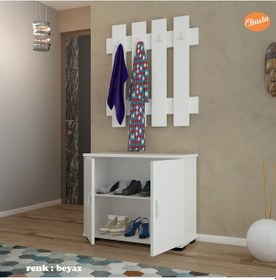 Resim Modilayn Ard-116 Askılıklı Ayakkabı Dolabı Portmanto Ayakkabılık Raflı Ayakkabılık Vestiyer Takımı Beyaz 