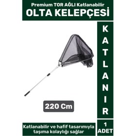 Resim Premium Profesyonel Hobi Kıyı Av Balıkçı Tor Ağlı Katlanabilir Olta Kelepçesi 220 cm 