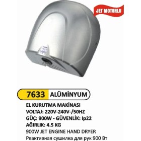 Resim Arı Metal El Kurutma Makinası Jet Motorlu 900 W 