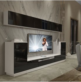 Resim Decoraktiv Trendstyle 9s Mdf Tv Ünitesi Tv Sehpası - Beyaz - Siyah 