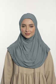 Resim Loggia Pratik Hijab Sandy Şal - Hazır Türban Tesettür Eşarp Namazlık Namaz Örtüsü-Gri 