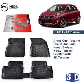 Resim Nissan Micra 2011-2016 Arası Rizline 3D Havuzlu Paspas 