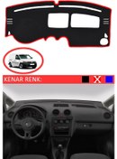 Resim Torpido Koruma Halısı Siyah Kenar Renk Kırmızı Volkswagen Caddy 2004+ İle Uyumlu 