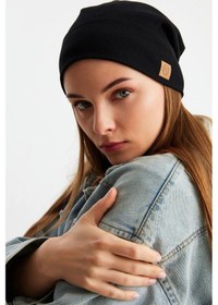 Resim Kadın %100 Pamuklu Kaşkorse Terletmez Ultra Hafif Ve Yumuşak Ipli Şapka Bere - Standart / Siyah Siyah 