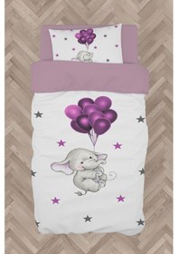 Resim Mekta Home Bebek Ve Çocuk Odası Filli Ve Mor Balon Desenli Nevresim Takımı 