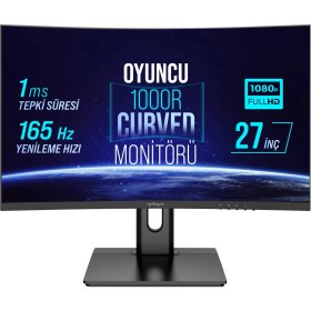 Resim Warp WRP27-165-B 27" 1 MS 165 Hz Rgb 1000R Curved Freesync + G-Sync Fhd Oyuncu Monitörü 