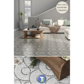 Resim Technojet 1Adet Kendinden Yapışkanlı Modern Tasarımlı Mutfak Banyo Zemin Duvar Kaplama Pvc Karo 30CM×30CM 