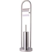 Resim MaxiFlow Banyo Wc Tuvalet Krom Ayaklı Fırçalık Seti Paslanmaz Kağıtlıklı 304K.72 