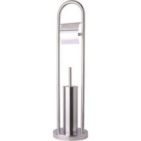Resim MaxiFlow Banyo Wc Tuvalet Krom Ayaklı Fırçalık Seti Paslanmaz Kağıtlıklı 304K.72 