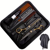 Resim 8/10 Adet Saç Kesme Makası Seti, Siyah Altın Profesyonel Ev Saç Kesimi Berber/Salon İnceltme Makasları, Erkekler Kadınlar ve Evcil Hayvanlar İçin Saç Kesme Makası Karıştırma Salonu Makası 