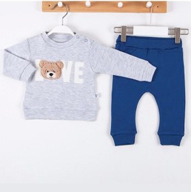 Resim 3-12 Ay Erkek Bebek Takımı Bear Love Nakışlı 2'li Gri Gri 