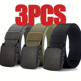 Resim 3 Adet FLAGIA Erkek Atletik Kemerler Hızlı Açılır Toka - Ayarlanabilir El Kullanmadan Bağlama, Koşu, Basketbol, Antrenmanlar & Günlük Giyim için Dayanıklı Kumaş - Siyah, Spor Ekipmanı, Yüksek Kaliteli Aksesuar 
