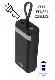 Resim PREPARE 30,000 Mah Powerbank Led Fener Özellikli Kablolu Taşınabilir Şarj Cihazı Yeni Model 614822 