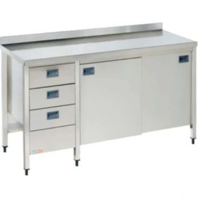 Resim Pimak Dolaplı Çalışma Tezgahı – Ara Raflı Blok Çekmeceli 120 x 60 x 85 (Cm) 