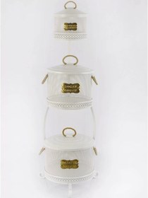 Resim Metal Standlı 3 Katlı Delikli Patates Soğan Sarımsak Kovası Beya Çok Renkli 