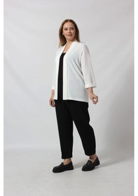 Resim Büyük Beden Blazer Ceket Beyaz 