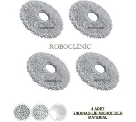Resim Roboclinic Dreame L10s Plus Robot Süpürge Uyumlu Yedek Mop Paspas 4 Adet 
