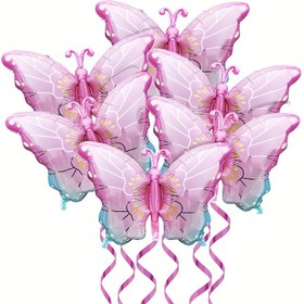 Resim Kelebek Balon 2'li Set, Pembe ve Mavi Dev Folyo Kelebekler, Cinsiyet Açıklama Töreni, Düğün, Duş Partisi için Kelebek Temalı Polyester Film Balonlar, İlkbahar/Yaz Parti Süslemeleri 