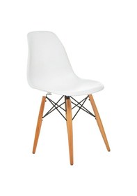 Resim Seduna Beyaz Eames Sandalye | Natural Ahşap Ayaklı | 2 Adet-Beyaz 