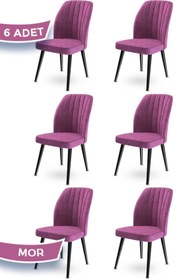 Resim Canisa Concept Platinum Serisi Geniş Oturum Alanlı 6 Adet Sandalye / Renk Mor Ayaklar Siyah 