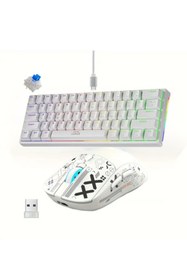 Resim Leaven Levaen K620 Hot-Swap kablolu Mekanik Klavye+ HXSJ T90 Kablosuz 3 Modlu Oyuncu Mouse 