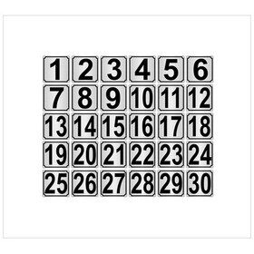 Resim Metal Kapı,masa,dolap Numarası 10cmx10cm 30 Adet (1…30) Gümüş Renk Metal 