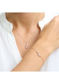 Resim Pırlanta Montür Asimetrik Yıldızlar Rose Renk İkili Gümüş Set 