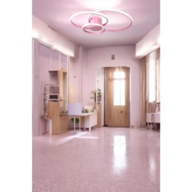 Resim Mediterian Modern Pembe Çocuk ve Salon Avizesi, Alüminyum, 3'lü Led, 60x45 cm 