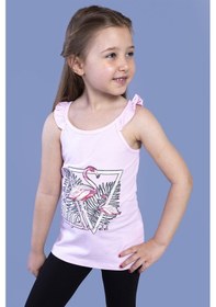 Resim Toontoy Kids Toontoy Kız Çocuk Fırfır Detaylı Flamingo Kabartma Baskılı Atlet Açık Pembe 