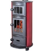 Resim Sürel 5110 Yuvarlak Şömine Kuzine Fırınlı Uyuyan Soba Bordo 