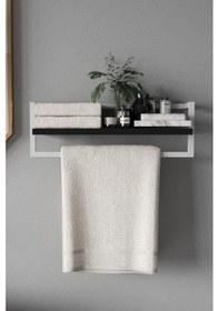Resim Aju Havluluk Banyo Rafı Havlu Askısı Şal Aksesuar Bakım Ürünleri Banyo Mutfak Düzenleyici. Beyaz - Siyah 