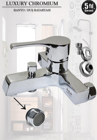 Resim tesitay Banyo Bataryası Kare Model Lüks Duş Musluğu Banyo Armatürü Ağır Tip Musluk Banyo Duşu 