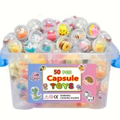 Resim 50 Adet Mini Kapsül Oyuncak Çeşitleri - Karışık Plastik Şakacı Oyuncaklar Çocuklar için, Gumball Makinesi, Parti Hediyeleri ve Sürpriz Ödülleri için Mükemmel - Doğum Günü, Halloween, Şükran Günü, Noel ve Paskalya Kutlamaları için İdeal Hediyeler, 3+ Yaş 