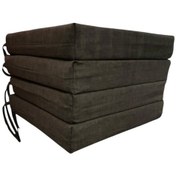 Resim Sandalye Minderi Su Geçirmez Güneş Dayanımlı Keten Kumaş Koltuk Minderi 50x50x8cm Antrasit 4 Adet 