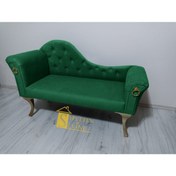 Resim Sepetten Evine Josefin Köşe Koltuğu 130 Cm, Gold Ayak, Josefin Puf Koltuk 