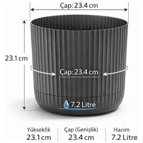 Resim Omnipazar Krs-264 Zeraf Dekoratif Tabaklı Lüks Saksı Takımı 7.2 Litre No:4 Antrasit 116 