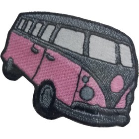 Resim Aplike Ütü İle Yapışan Otobüs Pembe-Gri Arma 4x2,5 cm 