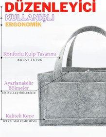Resim YUNUSOĞLU HOME Keçe Anne Bebek Bakım Çantası Yenidoğan İçin Organizer Düzenleyici Kırmızı 
