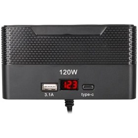 Resim Olesson 2014 12-24v Type-c + Usb-a Girişli 120w 80cm Kablolu 4'lü Araç Çakmak Çoklayıcı 