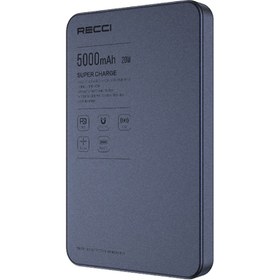 Resim Recci RPB-W35 Ultra İnce PD 20W Hızlı Şarj Özellikli Wireless Powerbank 15W 5000mAh Mavi 