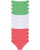 Resim 12 Adet Süper Eko Set Likralı Kadın Slip Külot Yeşil Beyaz Fuşya Altın - Lacivert 