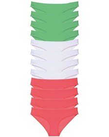 Resim 12 Adet Süper Eko Set Likralı Kadın Slip Külot Yeşil Beyaz Fuşya Altın - Lacivert 