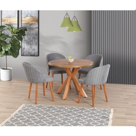 Resim Ceviz Kaplama Meyra Sandalye Soft-17 100 100 Sahra Sabit Masa Takımı Ceviz 