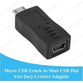Resim Micro Usb Erkek To Mini Usb Dişi Veri Şarj Çevirici Adaptör 