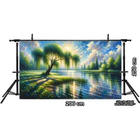 Resim Venspor Doğanın Büyüsü: Sakin Nehir ve Ağaç Manzaralı Arkaplan - 200x150cm Fon Duvar Örtüsü 