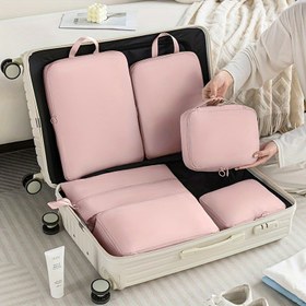 Resim 6 Parça Sıkıştırma Paketleme Küpü - Dayanıklı Polyester Lif, Hafif Seyahat Organizatörü, Bavul ve Giysi Ayırıcı, 6 Farklı Boyutlu Çanta ile Ayrı Depolama 